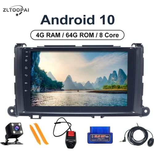 8 Core 4GB RAM+64GB ROM Car Player Multimedia 9" DVD Player For Toyota Sienna 2009-2014 Auto Radio Navigation Head Unit Android