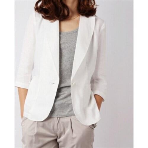 Cotton Linen Blazer Feminino 2018 Slim Short Suit Blazers Women New Fashion Spring Blazer Mujer Casual Plus Size