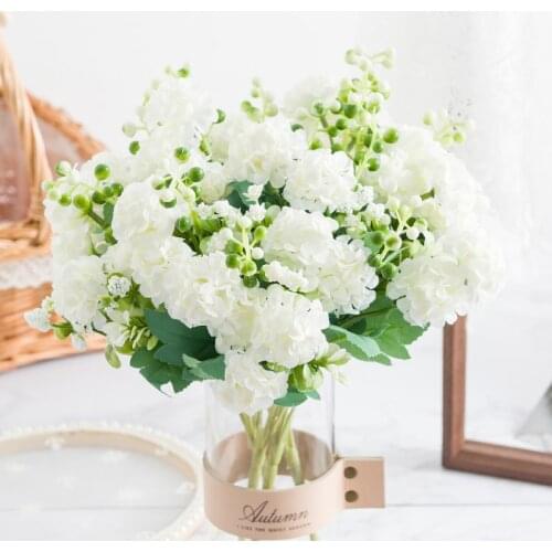 5 Fork Hydrangea Lilac Bouquet Artificial Flowers Home Decoration Christmas Diy Living Room Fake Plants Bonsai Crafts Wedding