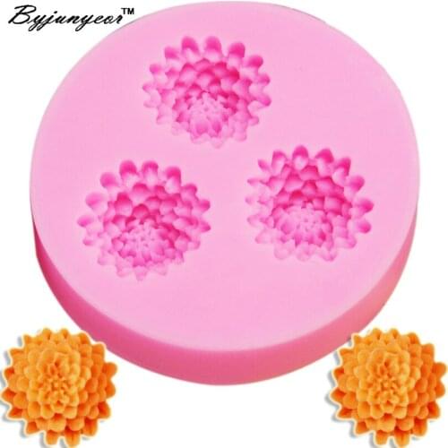 Byjunyeor M042 Epoxy UV Resin Daisy Silicone Mold Cake chocolate Decoration Fondant Bakery Home Decoration Cake