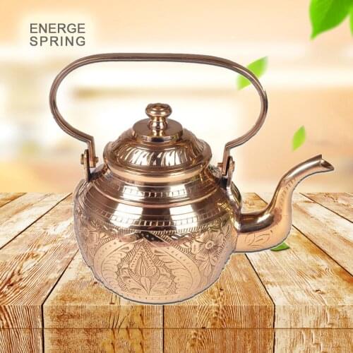750ML/950ML/1.3L Brass Flat-Bottomed Teapot Pakistani National Style Boiling Water Pot Restaurant Home Boiling Kettle