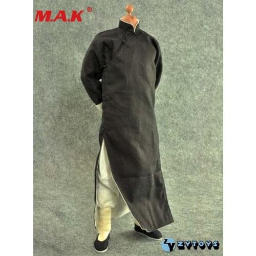 1: 6 scale black long-sleeved robe costume classic man Chinese Kung Fu master suit ZY15-14 for 12" action figure accessories