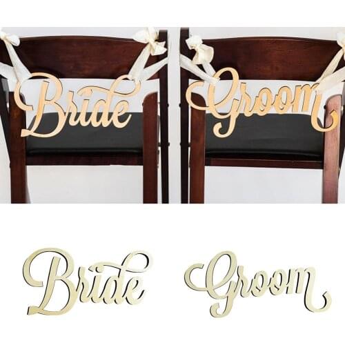 2pcs Rustic Wedding Wooden Chair Sign Bride and Groom Chair Signs Wood Signs Photo Props Wedding Decoration