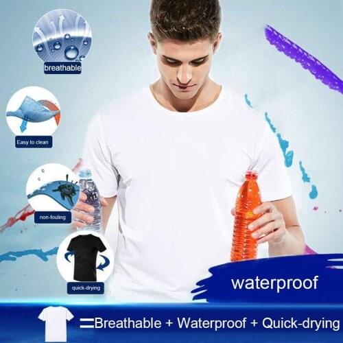 Breathable -Dirty Men T-shirt Creative Hydrophobic Waterproof Anti- Quick Dry T-Shirts Top Short-sleeved T-shirts