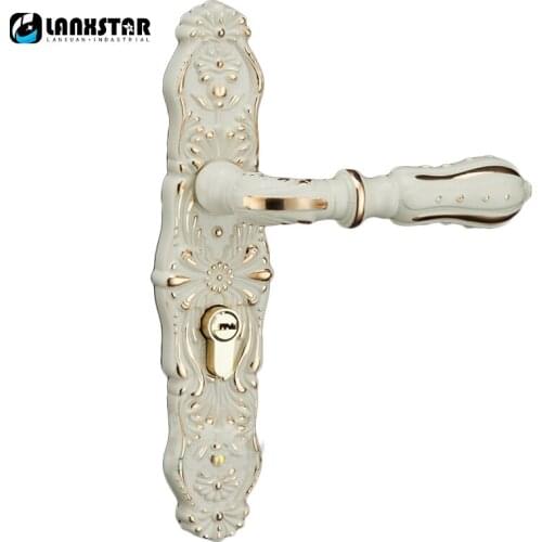 European Antique Style Ivory Color Handle Lock Solid Wooden Door Mechanical Split locks