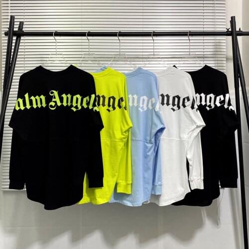 Palm Angels fog high street with letter print bat sleeve bottoming long-sleeved T-shirt on the back 686654