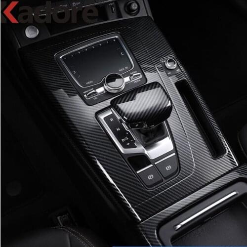 Car Interior Gear Shift Panel Cover Trim For Audi Q5 2018 2019 2020 Carbon Fiber Decoration Frame Covers Accessories LHD