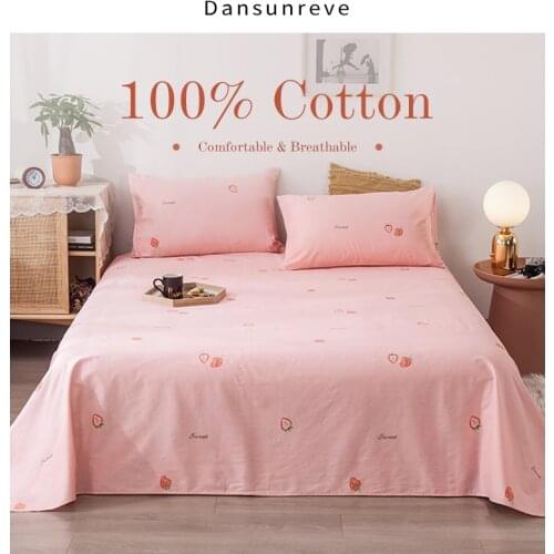 Dansunreve 3pcs Flat Sheet Set 100% Cotton Bedsheets With Pillowcase Bed Linen Cartoon For Kids Adults Single Double King Queen