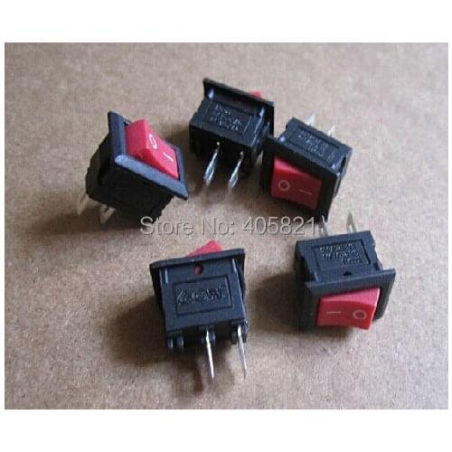Mini red rocker switch 2pins 15*10 without light 3A/250V 6A/125V