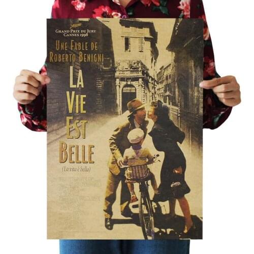 La Vita Bella Beautiful Life Classic Movie Kraft Paper Poster Bar Cafe Decoration Painting Wall Stickers 36 X 51.5cm