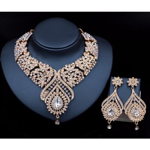 Hot sale LAN PALACE bridal jewelry set african beads engagement necklace and earrings for party free shipping