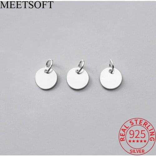 MEETSOFT Classic 5pcs/lot 925 Sterling Silver 6mm Round Charms for Women DIY Fine Jewelry Finding Necklace Deocration Accessory