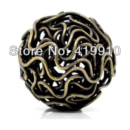 Bronze Tone Hollow Round Twist Column Wire Fashion Beads 18mm, sold per packet of 20 J0972