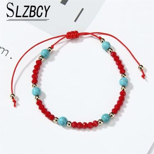Bohemia Crystal Beads Bracelets Set Summer Beach Anklet Bracelets For Women Handmade Adjustable Jewelry Friend Gifts Wholesale