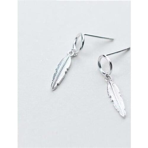 New Fashion Simple Sweet Leaf 925 Sterling Silver Jewelry Literary Popular Personality Round Women Stud Earrings SE167