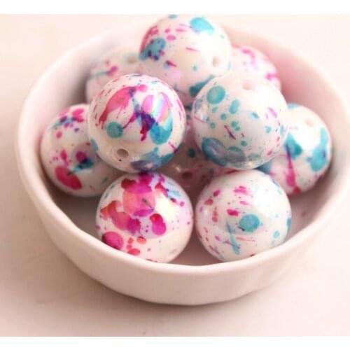OYKZA 20mm 100pcs Hotpink Aqua ab Color Splash Acrylic Splatter beads for Chunky beads Necklace Jewelry