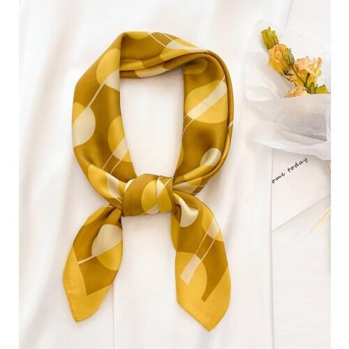 Korean Wave Dot Printing Small Square Satin Women Silk Scarf Sunscreen Clothing Decoration Occupation Ladies Shawl 70X70CM
