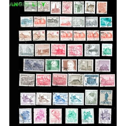 50 PCS Poland / Polska Used and Unused Postage Stamps With Post Mark For Collection