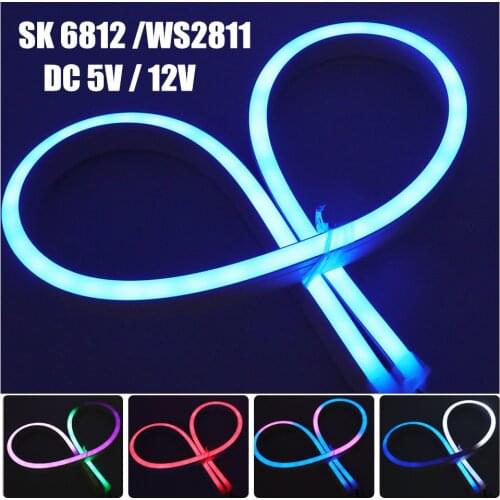 DC 5V SK6812 Full Color Individually Addressable LED Strip Light Waterproof 12V WS2811 5050 RGB Ribbon Tape Neon Strip 0.5m-10m