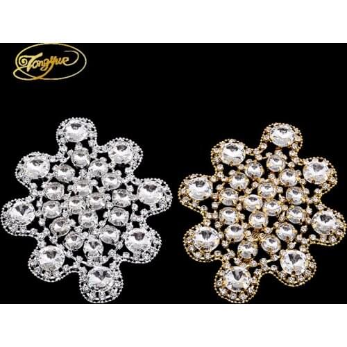 11.5*9.5cm Transparent Crystal Gold And Silver Color Rhinestone A DIY Sewing Applique Wedding Dress Decoration Crafts