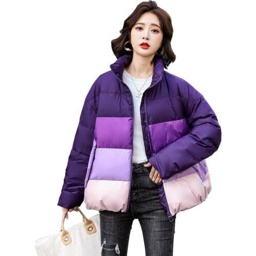 2020 New Fashion Winter Down Jacket Women Thick Warm White Duck Down Coat Casual Stand-up Collar Loose Short Outerwear Top KW248