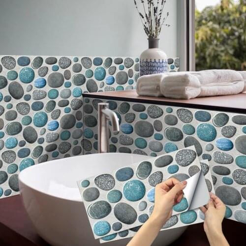 Color Cobblestone Brick DIY Self-adhesive Wall Sticker PVC Waterproof Kitchen Bathroom Peel and Stick Tile Stickers Art Decor