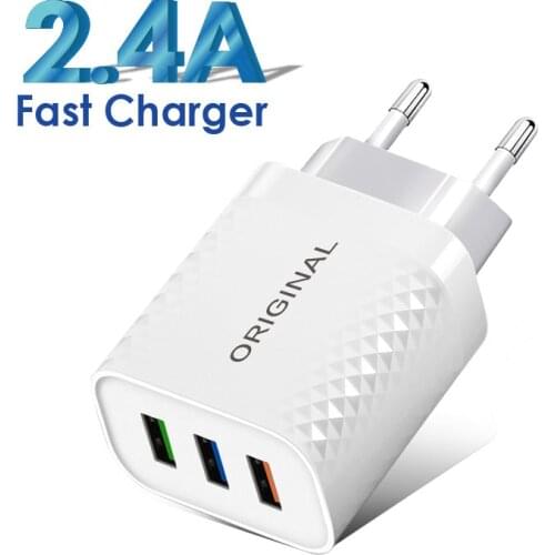 EU/US Plug Quick Charge 3.0 USB Charger For Phone Adapter For iPhone 12 Pro XR Tablet Portable Wall Mobile Charger Fast Charging