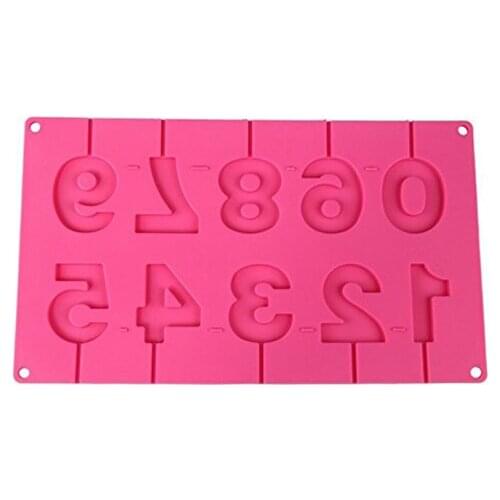 Numbers Lollipop Shape Birthday Silicone Chocolate Candy Mold Fondant Cake Decorating Baking Tools