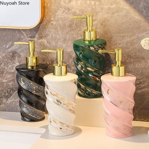 European Style Bathroom Supplies Spiral Ceramic Lotion Bottle Hand Soap Dispenser Luxury Shower Gel Bottle Bathroom Accessories