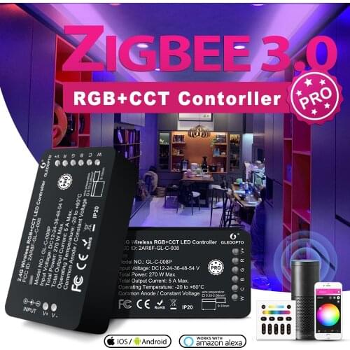 ZigBee 3.0 Pro RGBCCT Smart LED Strip Controller WiFi APP Voice Control work with Amazon Echo Plus SmartThings RF