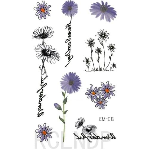 Waterproof Temporary Tattoo Sticker Daisy Flower "heaven Good Day!" English Sentence Fake Tatto Flash Tatoo Art for Women Men