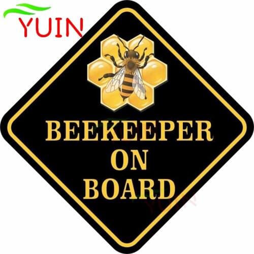 Amusing BEEKEEPER ON BOARD Warning Mark Car Sticker Motorcycle Auto Accessories PVC Graphic Decoration Waterproof Decal 10*10cm
