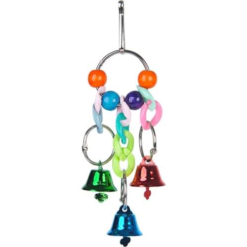 Funny Parrot Colorful Bell Toy Creative Bird Cage Bell Bells Interactive Parrot Hanging Bell Parrots Hamster Cage Swing Supplies