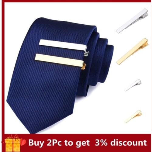 Hot Sold Fashion Men Metal Gold Simple Necktie Tie Bar Clasp Clip Clamp Pin Men Stainless Steel For Business Necktie Tie Clasps