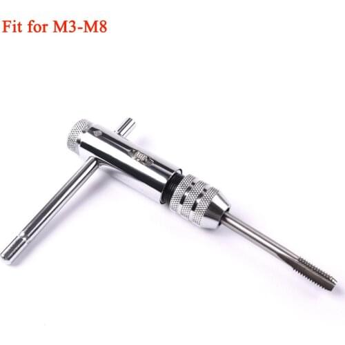 1Pcs Stainless Steel Ratchet Tap Wrench Fit for M3-M8 Tapping Tool Length 85mm Tap Wrench Set Hand Tool