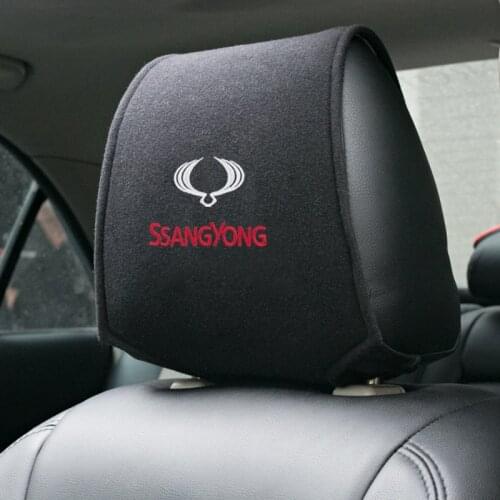 1PCS Hot car headrest cover fit for Ssangyong kyron Rexton korando Actyon Sports Tivoli Emblem Rod