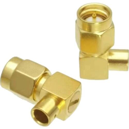 1Pcs Connector RP*SMA RPSMA male jack right angle semi-rigid RG402 0.141" Cable RF Coaxial