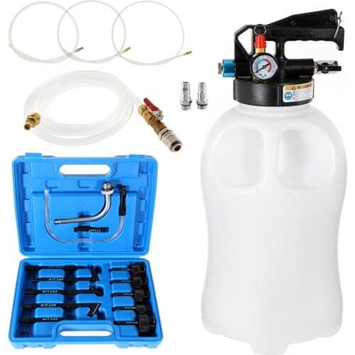 10L Pneumatic Transmission Oil Refilling Tool Manual Brake Fluid Filler Hydraulic Clutch Oil Pump Bleeder with 13Pcs Adapter