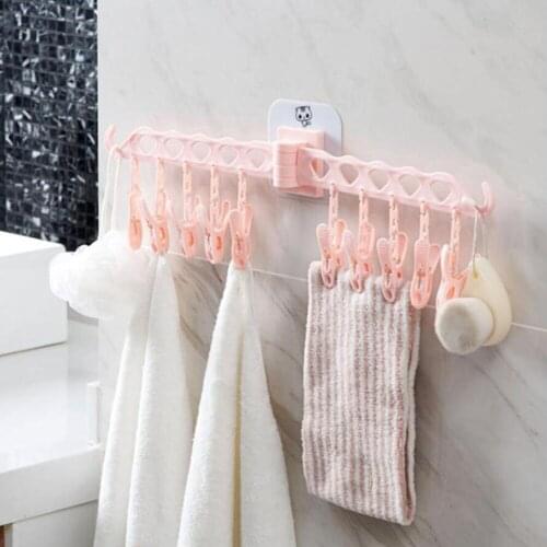 10 Holes Racks Fold Clothes Hanger Drying Rack Bathroom Door Airer Plastic Hook Organizer Hangers Tool Home Accessories 230gE