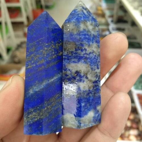 2pcs Lapis Lazuli Stone Single Point Healing Crystal Quartz Wand Natural Gemstone Rei