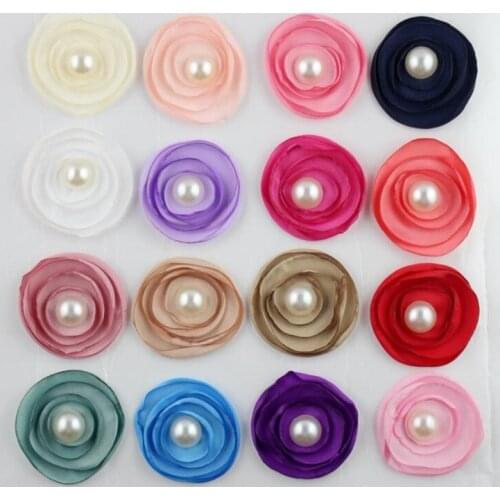 20pcs/lot Burned pearl Rose Flowers for Diy Baby Girls Kids Headband Hair Clips Handmade Hair Accessories