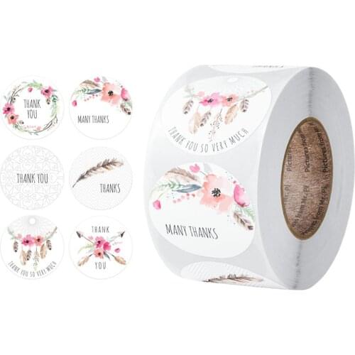 6 kinds of design flowers thank you stickers for Christmas stickers scrapbooking packaging seal labels stationery stickers