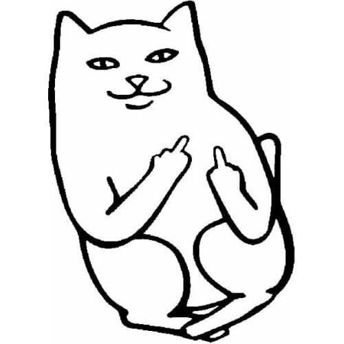 Car Sticker Black Decal Car Sticker Cute Cat Middle Finger Black/silver 10.1cm *14CM