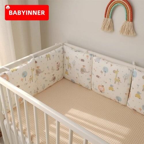 Babyinner 6 PCS/Set Baby Bed Fence Anti-collision Crib Bumper Soft Pure Cotton Kids Safety Bed Fence Baby Bedding Set Rail
