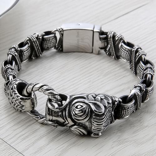Cast Heavy Solid Stainless Steel Bracelet For Men 2020 Vintage Mens Jewellery Accessories Hiphop Friendship Bracelets Dropship
