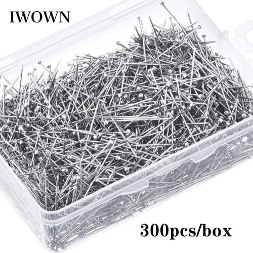 300Pcs 35mm Stainless Steel Sewing Pins Fine Satin Head Pins Dressmaker Straight Quilting Pins for Jewelry Making Sewing Tools
