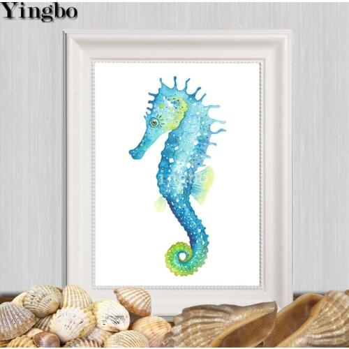 Colored seahorse diamond embroidery picture of rhinestone mosaic painting diy 5D diamond painting cartoon childrens room decor