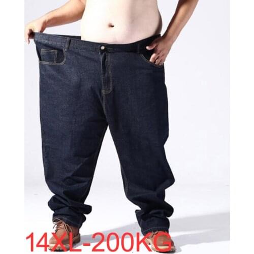 Stretch Jeans Men 2021 Denim Mens Jean Homme 46 48 52 Plus Size Extra Large Loose Pants Black Big 140-200KG 14XL 13XL Male Jean