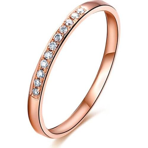 EDI Diamond Anniversary Ring Wedding Band Real 14k Rose Gold 0.07ctw G/SI Natural Diamond Tail Ring Stack Ring For Women