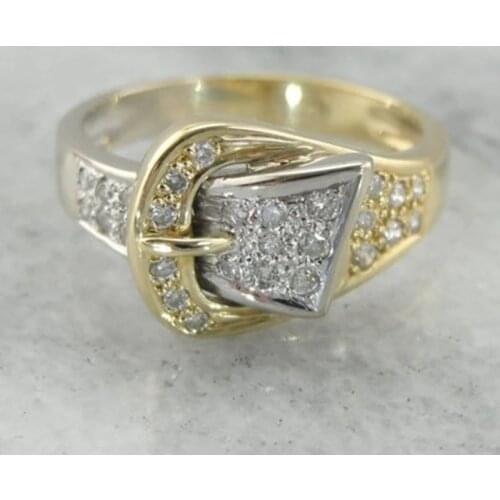 New Shiny Belt Ring for Women Luxury Yellow Gold Wedding Ring Jewelry Tiny CZ Paved Cubic Zirconia Stone Accessories Anel Z5M320